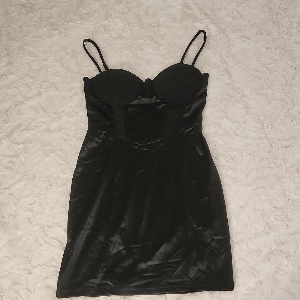 Windsor Elegant Black Satin Dress
